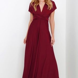 Lulus maroon maxi wrap dress size small
